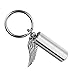HooAMI Silver Tone Angel Wing with Cylinder Cremation Urn Keychain Keepsake Memorial Ashes Jewelry