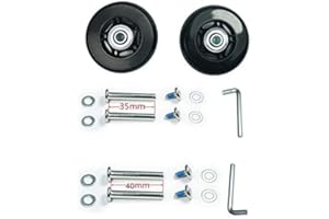 F-BER Trolleyshop Wear-Resistant Luggage Suitcase Wheels Replacement Kit - 64mm x 18mm ABEC 608zz Inline Outdoor Wheels, Set of 2 (OD:64 W:18 ID:6 Axles: 35 & 40mm)