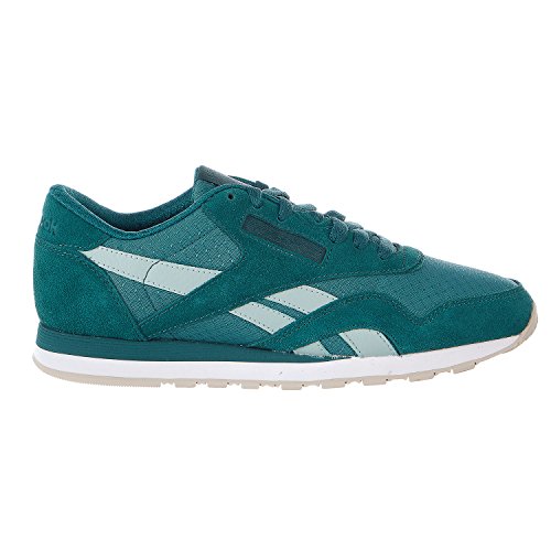 Reebok Men's CL Nylon RS Fashion Sneaker, Washed Jade/Seaside Grey/White/Sand Stone, 10 M US