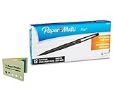 Paper Mate Point Guard Flair Needle Tip Stick Pen, Ink, 0.7mm, Pack of 12, Black (8430152) Includes 5 Color Flag Set