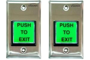 Visionis 2 Pack FPC-7491 VIS-7000 Green Square Push to Exit Button for Door Access Control with LED Light, NC, COM and NO Outputs