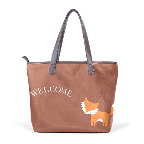 Women's Handbags Cute Animal Little Fox Welcome Tote PU Leather
