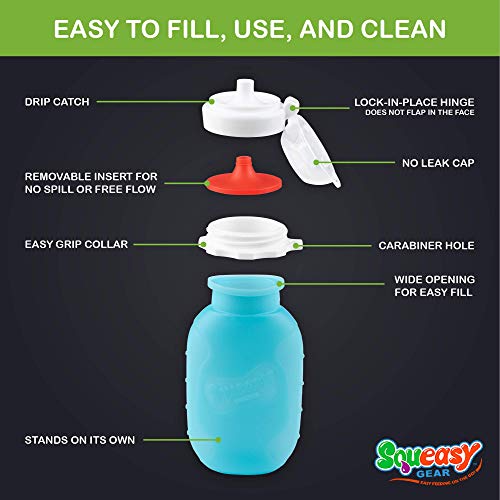image for Blue 6 oz Squeasy Snacker Spill Proof Silicone Reusable Food Pouch - f