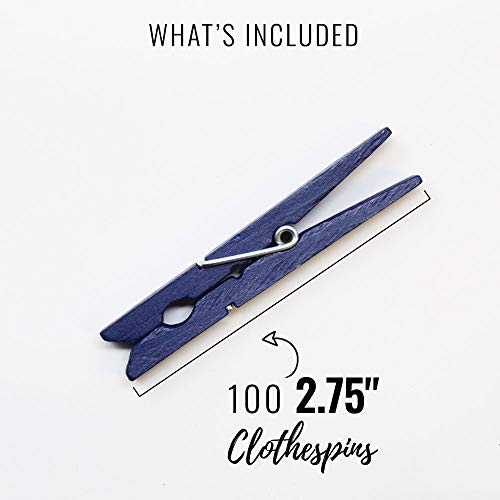 Just Artifacts 2.75-inch Craft Wood Clothespins/Peg Pins (100pc, Navy Blue)