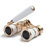 Uarter Opera Glasses Theater Vintage Binoculars With Handle Silver with Gold Trim 3X25
