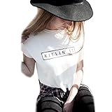kaifongfu sales, Women Summer Round Neck Letter Printing Short Sleeve Cotton Blouse Tops T-Shirt