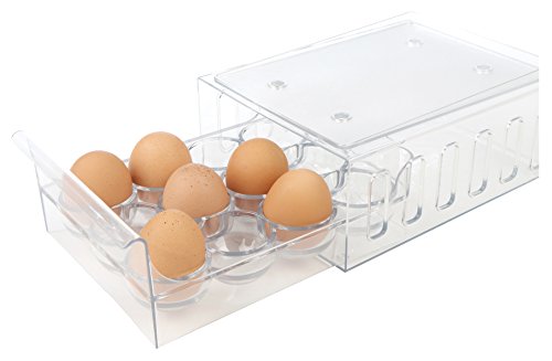 Mind Reader Egg Holder Refrigerator Storage Container, 12 Egg Tray, Clear