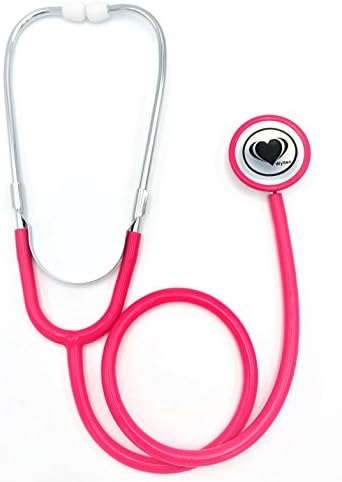Wyltec Deluxe Lightweight Single Head Stethoscope - Nurse Stethoscope - Lightweight anodized aluminum chestpiece - Latex Free (Magenta)