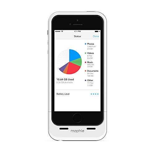 mophie spacepack with built-in 16GB storage for iPhone 5/5s/5se (1,700mAh) - White
