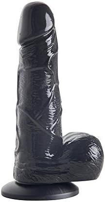 DressLoves Single Ladies 6 Inches Black Ballsy Realistic Cock With Veiny Flexible Shaft & Suction Base. Female Masturbation Cock- Non Toxic Cock.