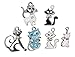 Handmade Cat Charms with Crystal Accents - 6 Pack of Assorted Cat Charms (Exclusive Offer)