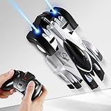 SGILE Remote Control Car Boy Toy Gift, Rechargeable RC Wall Climber Car for Kids Boy Girl Birthday Gift Present with Mini Control Dual Mode 360° Rotating Stunt Car LED Head Gravity-Defying,Black