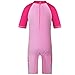 TFJH E Swimsuits for Girls Children One-Piece Rash Guards Beachwear 50+ UV, Pink 128/134