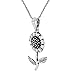 AeraVida Charming Spring Sunflower .925 Sterling Silver Pendant Necklace