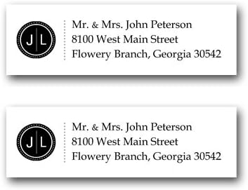 120 Personalized Custom Circle Monogram Address Mailing Labels Size (2-5/8 X 1) by Rile Designs