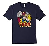 Mens Marvel Mighty Thor Hammer Throw Vintage Graphic T-Shirt XL Navy
