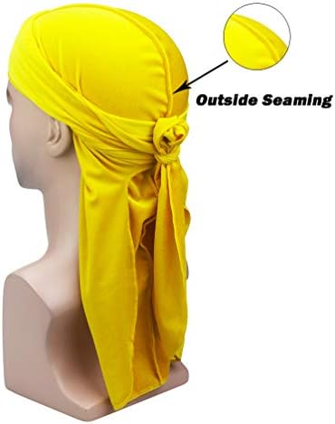 BOGIWELL Men's Velvet 360 Waves Durag Cap Silky Du Rag Headwraps with Extra Long Tail