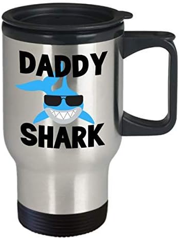 Daddy Shark Travel Mug For Dad Gift For Fathers Day Mug For Men Shark Lover Gift For Husband Mugs With Sayings Gag Gifts For Men Coffee Mug