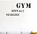 Easma Gym Wall Decal Gym Open 24/7 NO Excuses Wall Quote Inspirational Attitude Vinyl Wall Decals for Fits Home Gym,Living Room Office -7.5inX35in