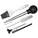 Large Turkey Baster Staineless Steel with Syringe, Meat Thermometer Probe Instant Read, Basting Brush, Cleaning Brush - 5 Pc Set - Oven and Dishwasher Safe (Combo)