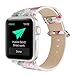 MeShow 40mm 38mm Soft PU Leather Pastoral/Rural Floral Style Replacement Strap Wrist Band with Silver Metal Adapter Compatible for iWatch Series SE/6/5/4/3/2/1(Not fit for iWatch 44mm/42mm)