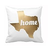 Jtartstore White with Gold Texas Home Pillow 18 x 18 inches
