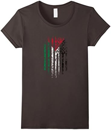 Womens Palestinian American Flag T-Shirt - Palestine Shirt Small Asphalt