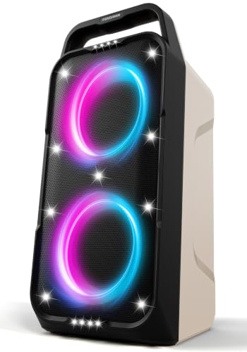Foxdawn 240W Party Bluetooth Lautsprecher, lautem Stereosound, Musikbox Bluetooth Groß Partybox, Natür Super Bass,20H Akku, LED-Lichtshow, BT5.3, Spea