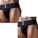 KD Willmax Jockstrap Gym Cotton Supporter with Cup Pocket Athletic Fit Fashionable Straps Brief Multi Sport Underwear Gym, Fitness & Outdoor Inner Wear Soft Underpants (Pack 2 Black, XX-Large)