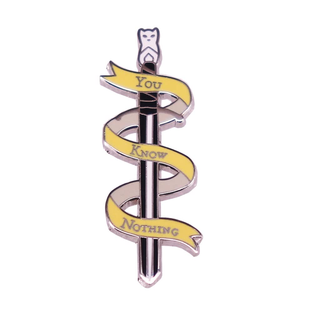 You Know Nothing Hard Enamel Pin Fashion Cartoon Warrior's Sword Brooch Accessories Unique Funny Lapel Backpack Pins Jewelry Gif