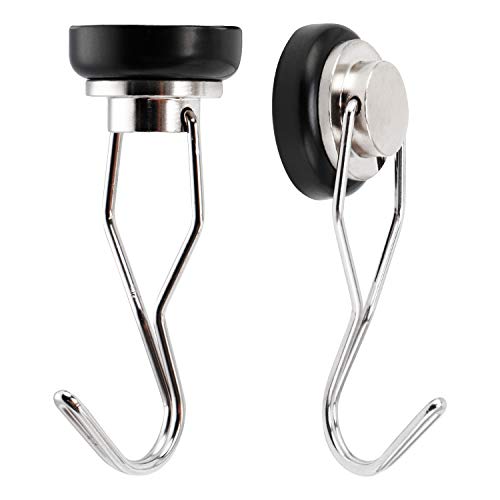 Ant Mag 4 pack of 30 LB Neodymium Heavy Duty Swivel Magnetic Hooks With Scratch Proof Stickers-Great For Refrigerator, Home, Kitchen, Store, Door Coat Hook, Grill Utensils, Office or Warehouse-[Black]