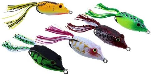 C4 Topwater Frog 5pc. Lure Set for Bass, Fishing, Topwater Similar to Live Target Frog - by Woodpecker Baits - Crankbait, Popper, Spinnerbait, Molded Eyes