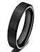 Somen Tungsten 4mm Ceramic Black Brushed Comfort Fit Wedding Ring,7