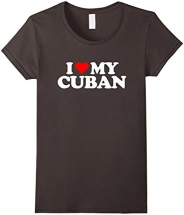 Women's I Love My Cuban T Shirt - Cuba Heart Funny Fun Tee Large Asphalt