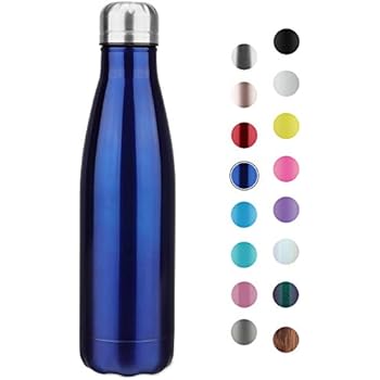 JEAREY Water Bottle Stainless Steel 17oz BPA Free Leak Proof Cola Shape Flask Kids Thermoses for Sports Travel Outdoor (Royal Blue, 1pack)
