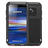 Simicoo Sony Xperia 10 Plus Aluminum Alloy Metal Bumper Silicone Full Body Hybrid Military Shockproof Heavy Duty Armor Defender Tough Back Cover for Sony Xperia 10 Plus (Black)
