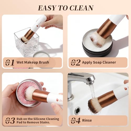DUcare Foundation Brush Kabuki Make Up Brush Flat Top Makeup Brushes Perfect For Blending Liquid, Cream or Flawless Powder Cosmetics - Buffing, Stippling, Concealer