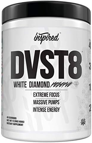 Inspired Nutraceuticals DVST8 White Diamond Reserve | Extreme Focus, Pump, and Energy Pre-Workout Powder Citrulline, Betaine, Dynamine, Astragin, Electrolytes | California Gold | 40 Servings