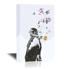 Abstract Art Featuring an Eagle and Flowers
