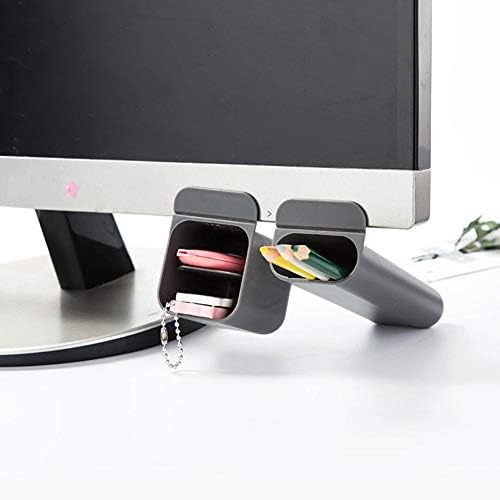 Creative DIY Screen Pen Pencil Holders Desktop Accessories Organizers for Office Desk Storage Bags Under Computer Monitor Screen(B (Gray Strip))