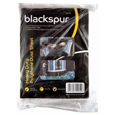 Blackspur Polythene Dust Sheet 4m x 5m x 0.0075mm (128g) Clear Recyclable 1 Sheet