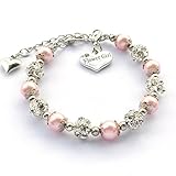 DOLON Simulated Pink Pearls Wedding Jewelry Gift For Flower Girl