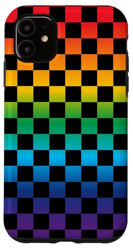 Rainbow Checkered Pattern Aesthetic Preppy Checkerboard Case for iPhone 11