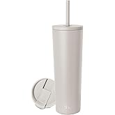 Simple Modern Insulated Tumbler with Lid and Straw | Iced Coffee Cup Reusable Stainless Steel Water Bottle Travel Mug | Gifts for Women Men Her Him | Classic Collection | 28oz | Almond Birch