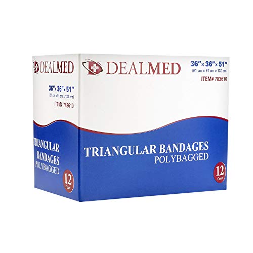 Dealmed Latex-Free Triangular Bandages with 2 Safety Pins, 36