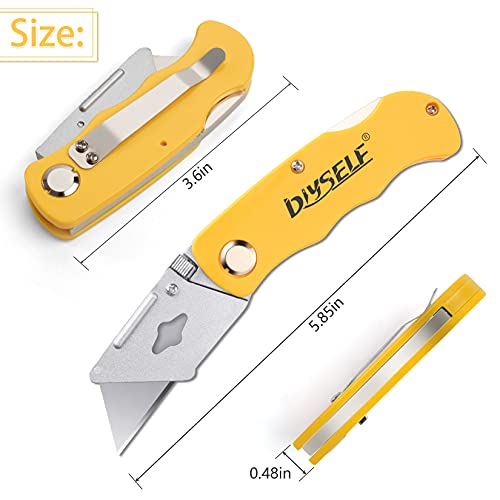 DIYSELF Knife 4 Pack Box Cutters with 10 Blades, Razor Knife with Belt