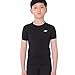 Kids Compression Shirt Underwear Boys Youth Under Base Layer Short Sleeve Top SK, Black, Small