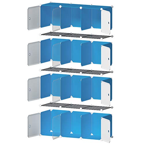GEORGE&DANIS Portable Closet Wardrobe Dresser Armoire Plastic Storage Cube Organizer for Kids Teenagers, White, 14 inches Depth, 3x4 Tiers