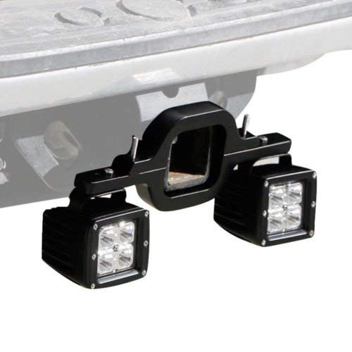 omotor Towing Hitch Mount Brackets for Truck Trailer RV SUV Pick Up Fit Dual LED Work Light Driving Lighting Reverse Rear Back Up Off Road (2 Inch with Led Lights)
