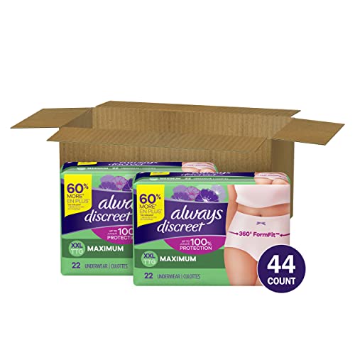 Always Discreet, Incontinence & Postpartum Underwear For Women, Size Xxl, Maximum Absorbency
